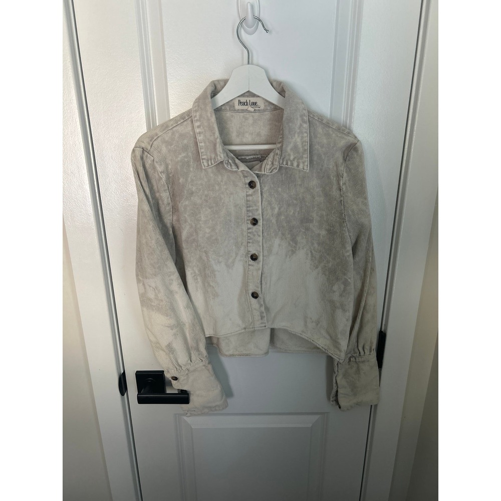 Peach Love beige cropped corduroy jacket size Large